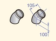 Колено De Dietrich 45° диаетр 80 мм, алюминий (2 штуки) (DY609)
