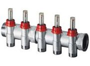 Коллектор FAR запорный 1"(ВР-НР) с расходомер., 4отв. М24х19