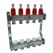 Коллекторный блок Gekon для тепл.пола 1"x3/4"EU отв.-12, без воздухоотводчиков и сливных клапанов