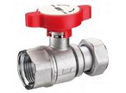 Кран шаровой FAR 1", хром., с накид.гайкой 1", красная ручка