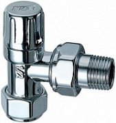 Вентиль запорный FAR угловой 1/2" гайка М24х19 (серебро) с уплотнением EPDM