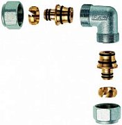 Угольник FAR 1/2" с двумя концовками для м/п труб 16х2