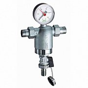 Фильтр FAR промывной 1/2" НР-НР, с манометром, 100мкм, Max: 95 °C, 25 бар