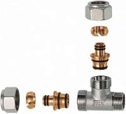 Тройник FAR 1/2"(НР) с 2 концовками для м/п труб 20х2