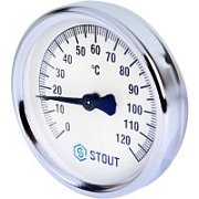 Термометр Stout биметаллический накладной D63 мм с пружиной (0...120°), Stout