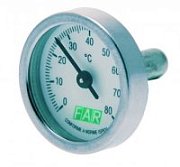 Термометр FAR биметаллический (без фиксатора) д/шаров.кранов, 0-80С