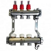 Коллекторный блок Gekon для тепл.пола 1"x3/4"EU отв.-3, с воздухоотводчиками и сливными клапанами